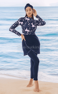 Lange burkini Malaga roze tropisch