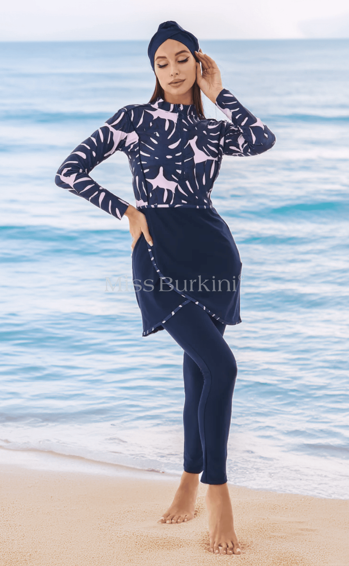 Langer Burkini Malaga Rosa tropisch