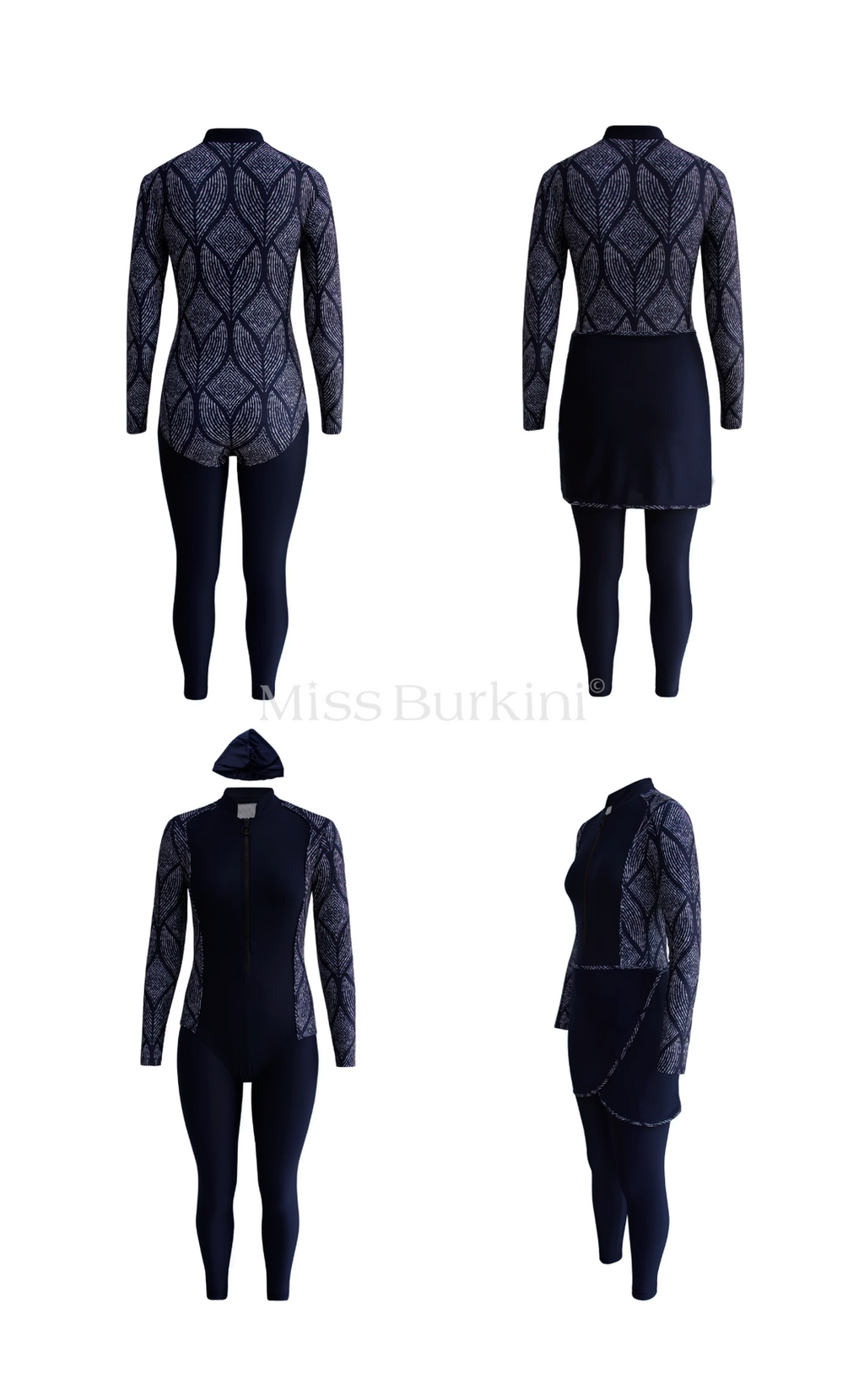 Langer schwarz-weißer Málaga-Burkini
