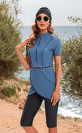 Malaga laguneblauwe burkini met korte mouwen