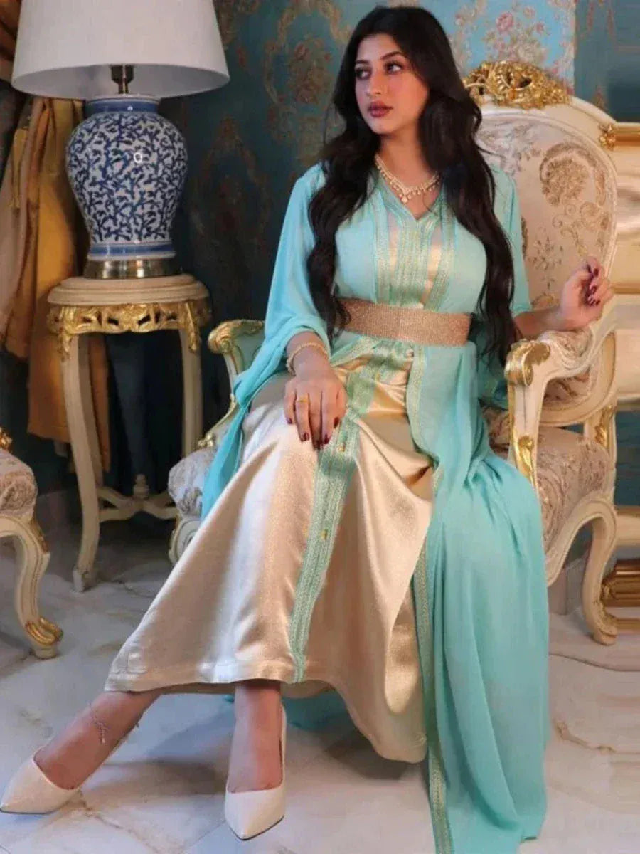 Parelmoer Hemelsblauwe kaftan