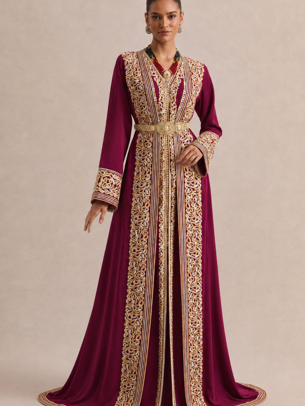 Kaftan Rot und Goldfarben