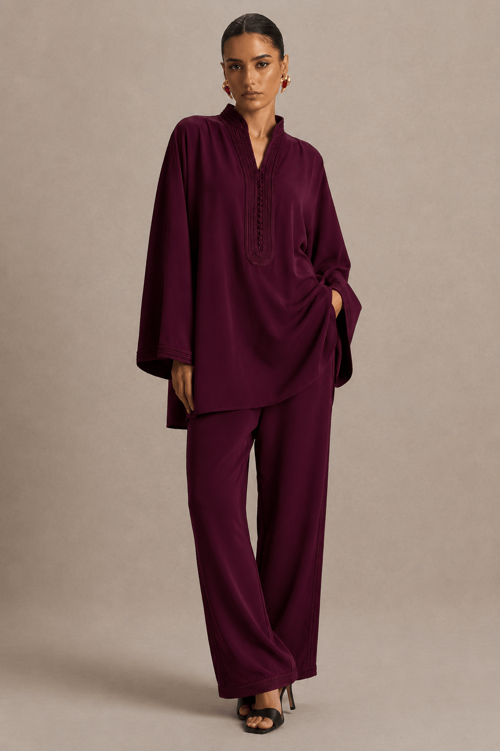 Set Beldi Amira Bordeaux Bestickt