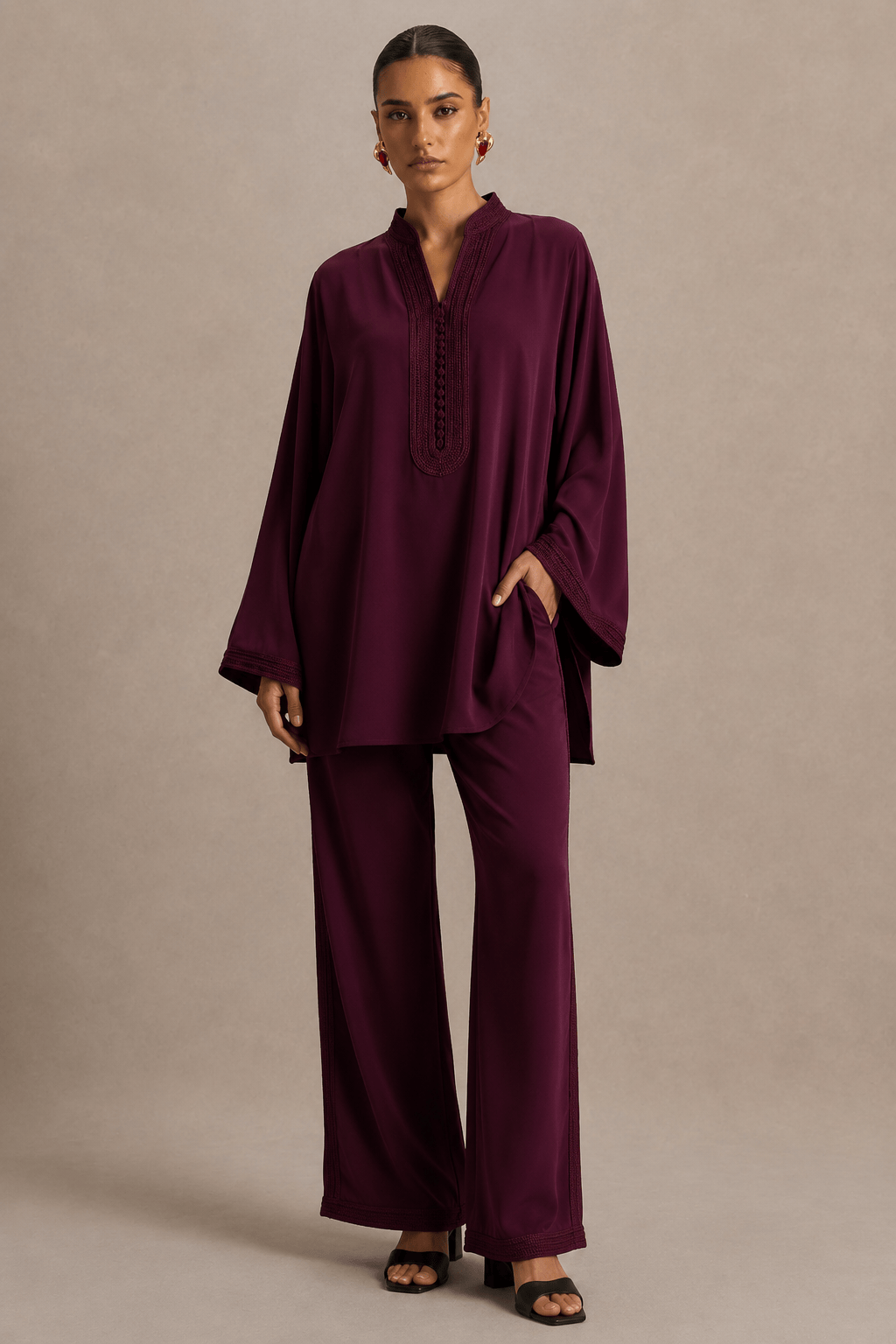 Set Beldi Amira Bordeaux Bestickt