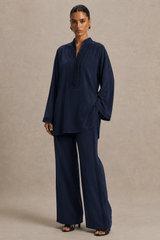 Beldi Noor Set Night Blue Embroidered