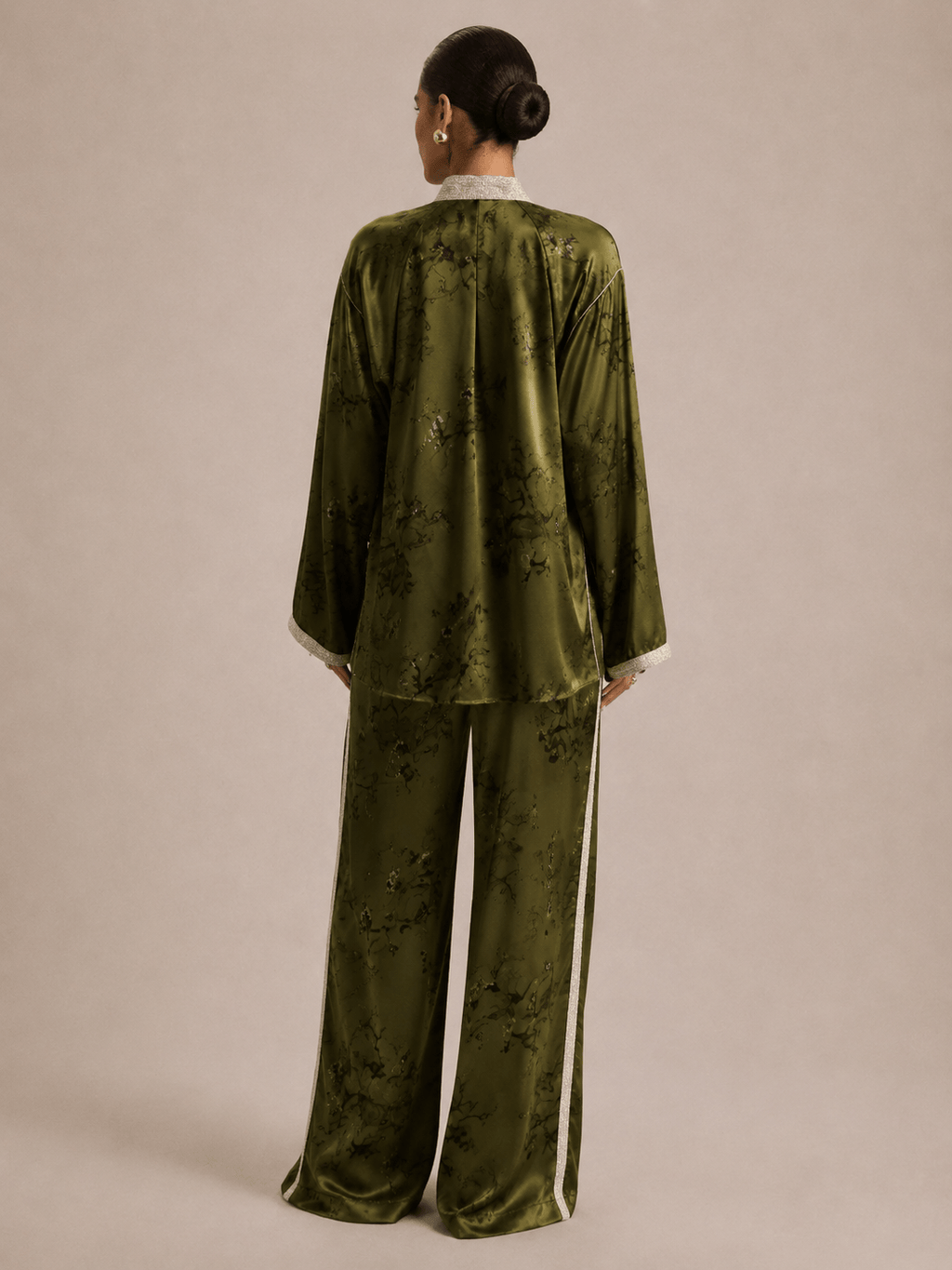 Set Beldi Zayna Olive Green Embroidered