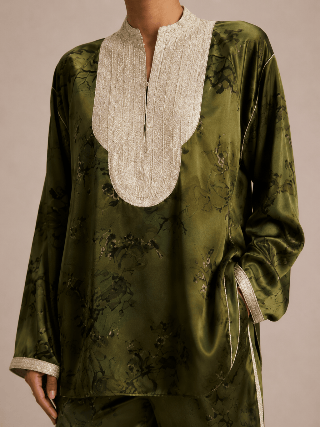 Set Beldi Zayna Olive Green Embroidered