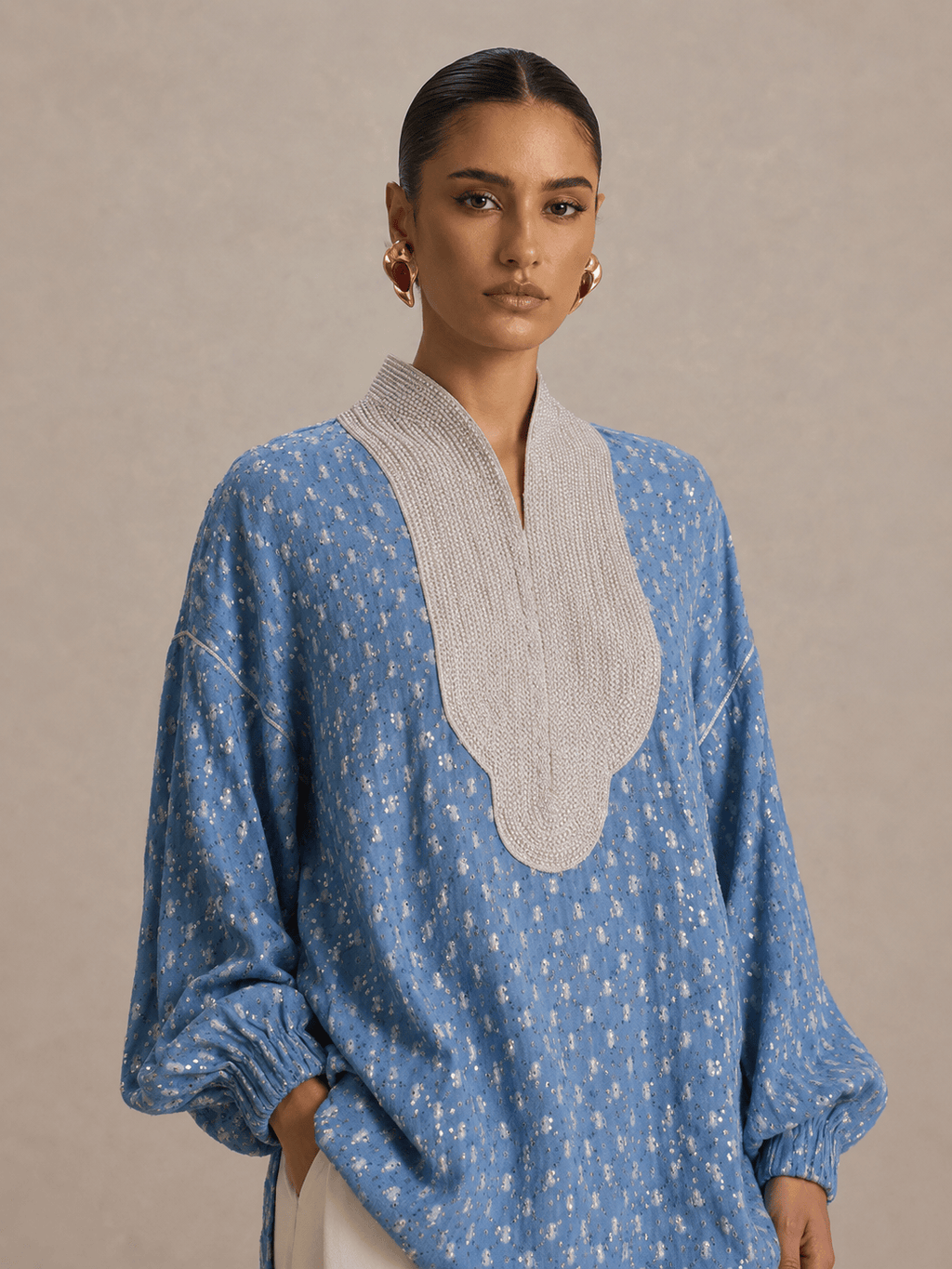 Tunic Beldi Azur Ecru Embroidery