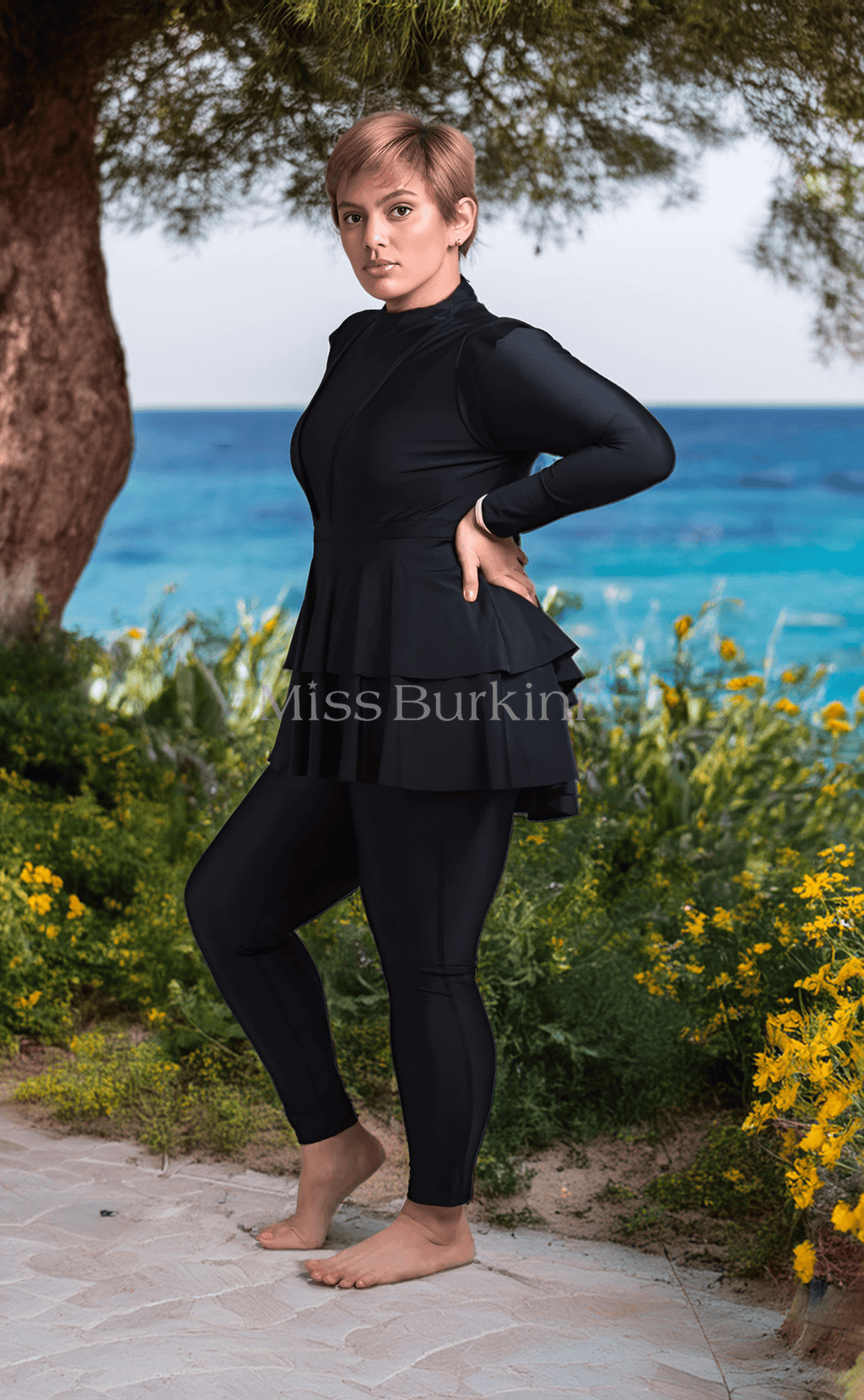 Schwarzer Antalya Badeanzug-Burkini